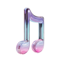 Wall Mural - vibrant and glossy musical note symbol, showcasing gradient of pink and blue hues, evokes sense tran