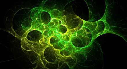 Wall Mural - abstract green and yellow energy flow - intricate swirling pattern of vibrant green and yellow energ
