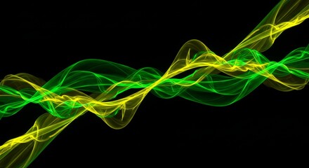 Wall Mural - abstract green yellow wave energy - flowing green and yellow energy, symbolizing growth, dynamism, h