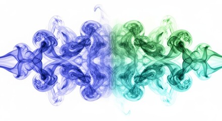 Wall Mural - blue and green smoke design abstract - abstract of swirling blue and green smoke, symbolizing energy