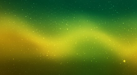 Wall Mural - Celestial Wave Abstract Background - Abstract of a green and gold celestial wave with sparkling stars, perfect for backgrounds or design elements