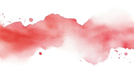 Wall Mural - A horizontal wash of red watercolor paint against white paper