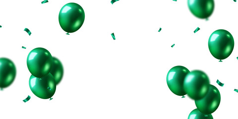 Wall Mural - banner template, vector background, beautiful design, green watercolor 3d balloon illustration