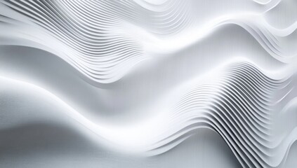 Wall Mural - Abstract white layered waves creating a flowing architectural composition