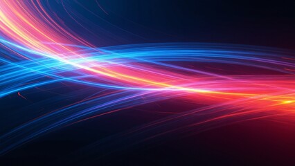 Fototapete - Dynamic abstract design with vibrant streaks, creating a modern and colorful visual effect on dark background