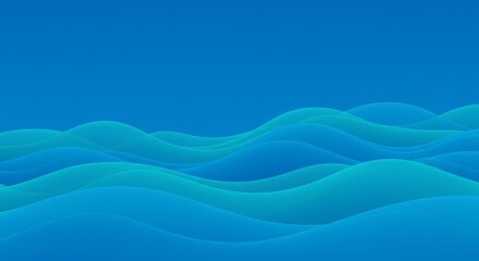 Wall Mural - Serene Blue Ocean Waves - Abstract illustration of calming ocean waves, symbolizing tranquility, peace, fluidity, movement, and nature