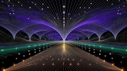 Wall Mural - abstract light pattern: a mesmerizing visual spectacle of light and lines converge in a stunning dis