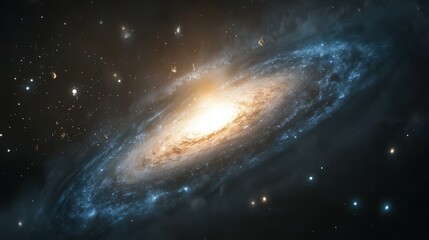 Wall Mural - mysterious dark matter galaxy, appearing faint with only a few bright stars revealing its hidden str