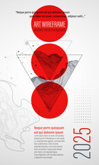 Sticker - wireframe design for posters. page layout. art background. scientific cover template for presentatio