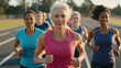 © Iuliia Metkalova - Active Multiracial Senior Women Running for Health and Fitness.