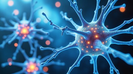 Fototapete - Background from nerve cells or neural networks with cell activity between each other