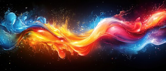 Wall Mural - dynamic abstract background with vibrant fluid waves of blue and red, showcasing energy and motion i