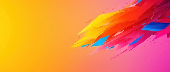 Wall Mural - vibrant abstract background with geometric shapes in yellow, orange, pink, and blue, creating a dyna