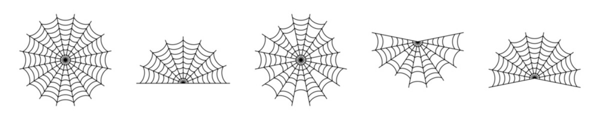 Symmetrical Spider Web Vector Designs Set
