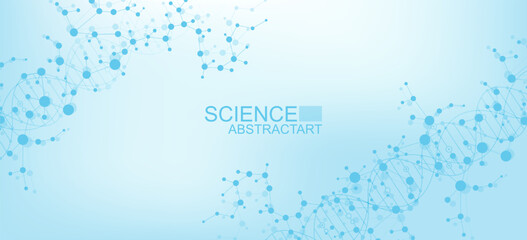 Wall Mural - molecular structure dna, atom, neurons. science concept for your design. connected lines with dots. 