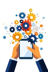 Wall Mural - technology integration in business strategy visualization