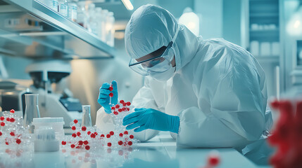 Wall Mural - a nanomedicine researcher designing nanoparticle based drug delivery systems, research lab with nano
