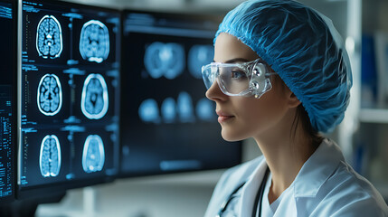 Wall Mural - a neurotechnologist designing brain computer interfaces for neurological rehabilitation, research la