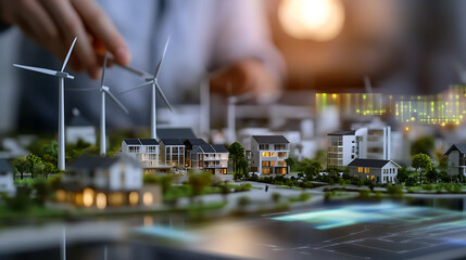 Wall Mural - a renewable energy engineer designing wind turbines for residential energy generation, residential a