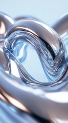 Fototapete - Abstract Chrome Metal Swirl with Reflections and Smooth Surface in a Cool Tone 3D Rendering
