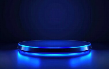 Aufkleber - Abstract Dark Blue Podium Stage for Product Display Presentation Background Template in Modern Minimal Style and Spot Lighting
