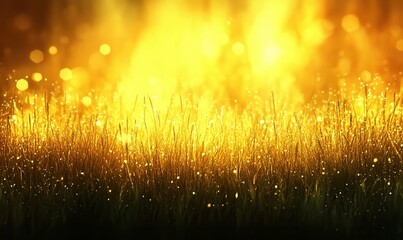 Leinwandbilder - Abstract Golden Field with Bokeh Lights in a Warm Sunny Landscape Shimmering Grass Blades and Sparkling Details Creating a Dreamy Ethereal Scenic Backdrop