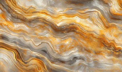 Fototapete - Abstract Marble Texture Background in Golden and Gray Tones with Wavy Lines for Modern Artistic Designs