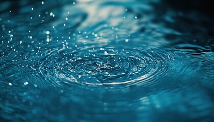Leinwandbilder - Close Up View Of Water Ripples In Deep Blue Shades Depicting Freshness Cleanliness and Tranquility With a Macro Perspective and Dynamic Motion