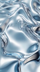 Aufkleber - Silver Metallic Abstract Fluid Surface with Wave Pattern and Shiny Highlights for Modern Design Projects