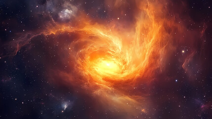 Wall Mural - Fiery cosmic black hole in deep space. Nebula Abyss. Illustration