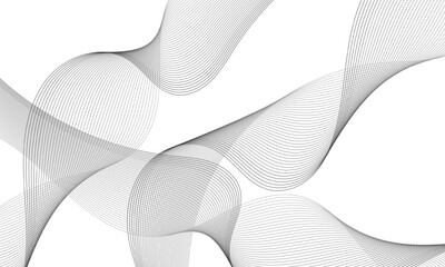 Aufkleber - Abstract white futuristic technology background with isolated black wavy lines. Modern wave stripes.
