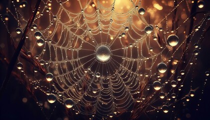 Dewdrops – Sparkling droplets on a spiderweb