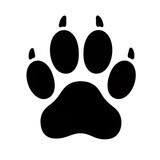 Simple line art illustration of a paw print on isolated white and transparent background, concept for pet adoption, veterinary clinic, and animal shelter branding