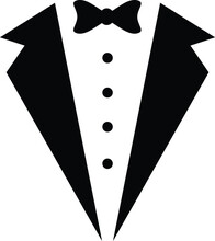 black and white vector illustration of black tie tuxedo