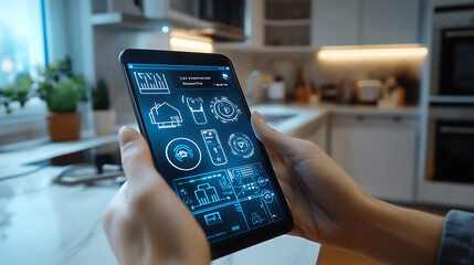 Wall Mural - an ai powered energy consumption optimizer, adjusting electricity usage in smart homes for cost savi