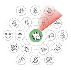 set icons for pest control. perfect suite for your service, tools, equipment, infographic material a