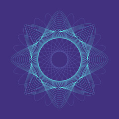 Wall Mural - abstract flower fractal circles background for global data concept, blue tones sphere lines wirefram