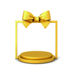 Aufkleber - Blank premium and luxury gold present box product display mockup podium or gold gift box frame showcase pedestal isolated over white background with shadow minimal creative idea concepts 3D rendering
