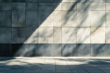 Leinwandbilder - Structured minimalist pattern of abstract layered shadows in neutral tones creates elegant depth on a textured wall surface