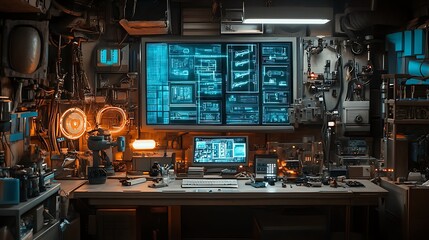 A Detailed Look Inside A Futuristic Tech Laboratory Environment