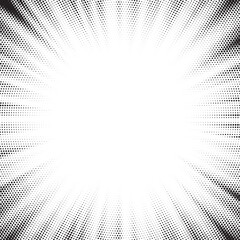 Aufkleber - Halftone gradient sun rays pattern. Abstract halftone vector dots background. monochrome dots pattern. Vector background in comic book style with sunburst rays and halftone. Retro pop art design.