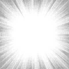 Leinwandbilder - Halftone gradient sun rays pattern. abstract halftone vector dots background. monochrome dots pattern. pop art, comic small dots. star rays halftone poster. shine, explosion. sunrise rays background.