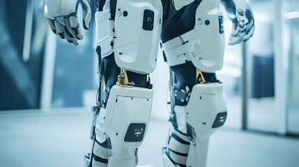 Wall Mural - an ai powered robotic exoskeleton, enhancing human strength and mobility for people with physical di