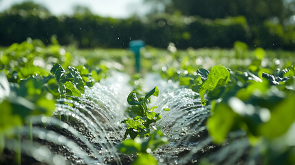 Wall Mural - an ai powered smart farming irrigation system, optimizing water usage for crops based on real-time e