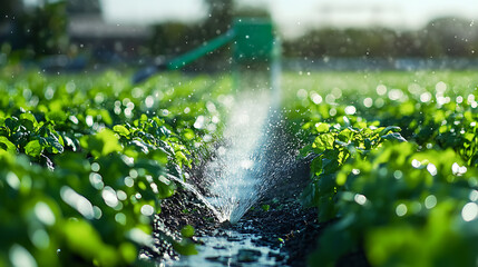 Wall Mural - an ai powered smart farming irrigation system, optimizing water usage for crops based on real-time e