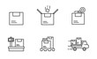 © kitti - Set of Parcel delivery icon, Inventory, Delivery, Post office Symbol Outline icon, Editable Stroke
