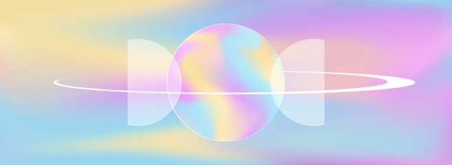 Wall Mural - retro background with the circle and frame on the vivid colorful blended background. vector backdrop