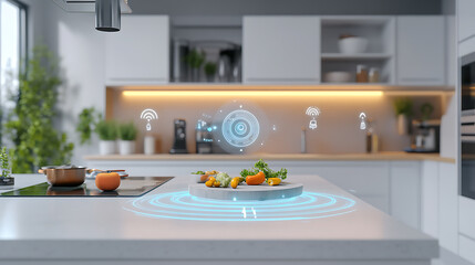 Wall Mural - an ai powered voice controlled kitchen assistant, helping with recipe suggestions and cooking guidan