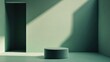 © Ferman Bagus Istuhri - Serene Green Minimalist Room with Cylindrical Pedestal