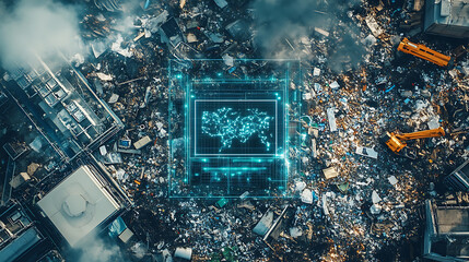 Wall Mural - an ai powered waste to energy system, converting organic waste into renewable energy to reduce envir